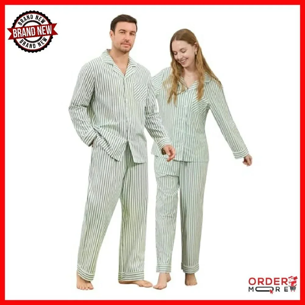 Soft Cotton Pajama Set with Pockets, Long Sleeve Sleepwear for Women